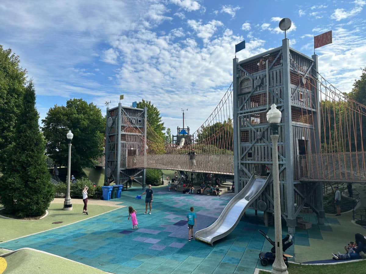 People enjoying their day at the Maggie Daley Park