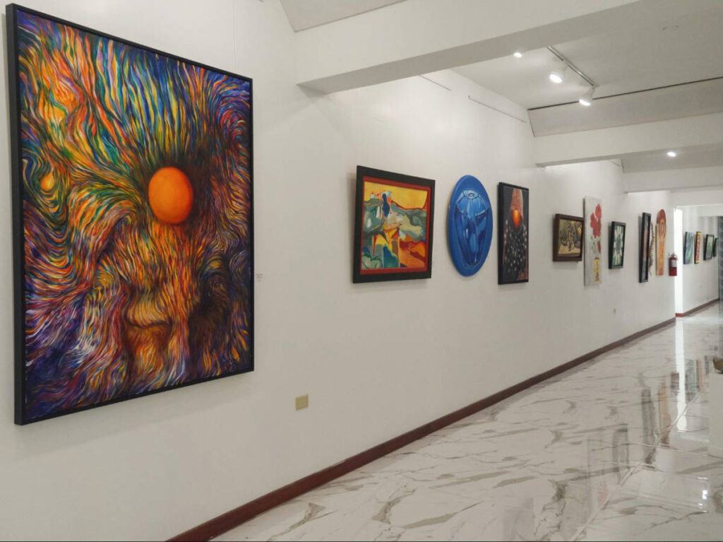 View of the colorful gallery at Escuela de la Cultura