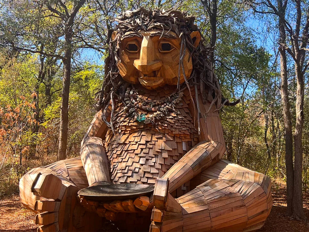View of the Malin’s Fountain aka the Pease Park Troll