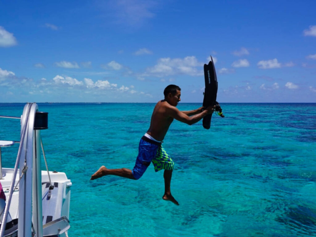 A man jumping into the water