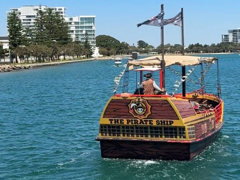 View of the Mandurah Pirate ship on the water