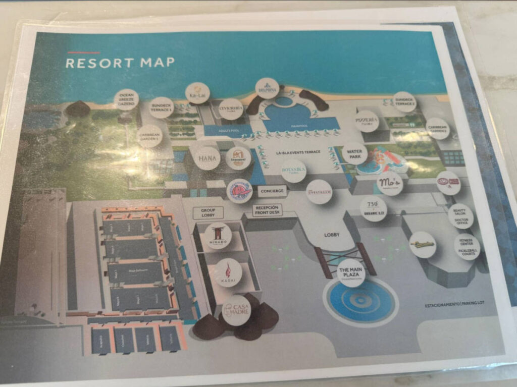 A map of the Marriott Cancun’s layout