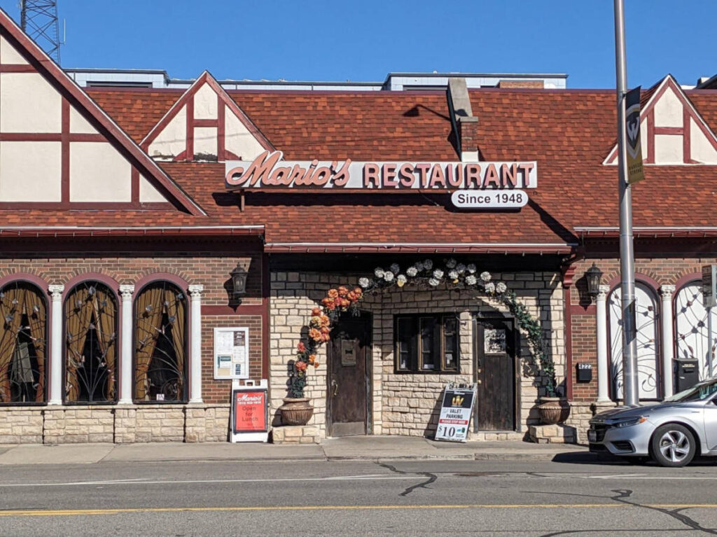 The exterior of the Mario’s Restaurant
