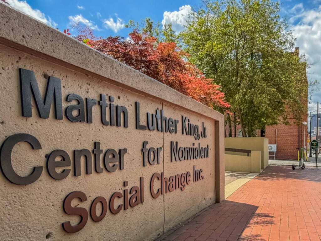 The Martin Luther King Jr. Center for Nonviolent Social Change sign