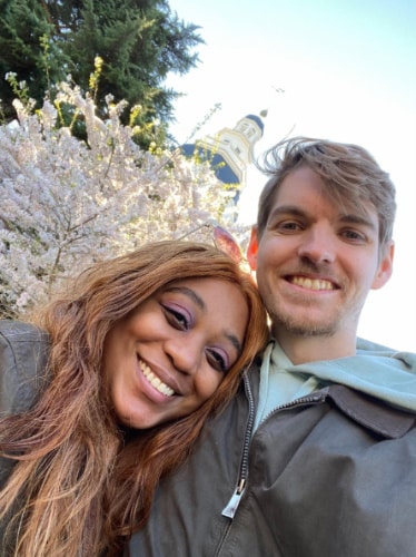 The author, Alexandria Taylor with her partner outside the Maryland State House