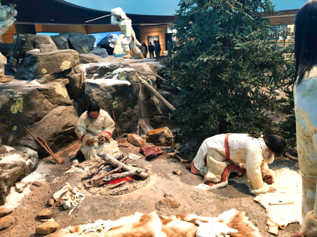 A diorama of the ancient people inside the Pequot Museum