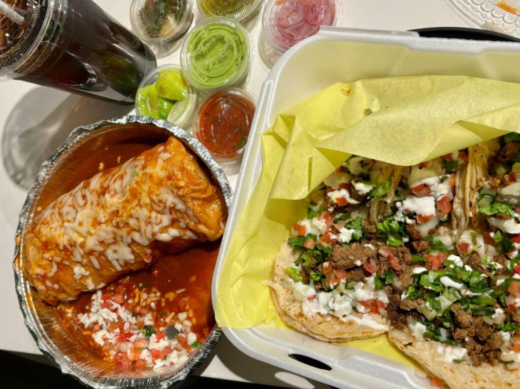 Foods served at the Maskadores Taco Shop