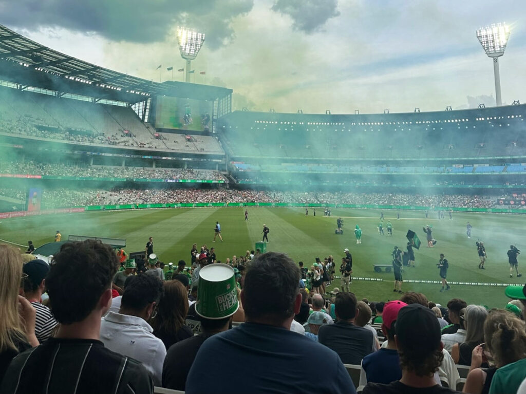 People watching the cricket match at the Melbourne Cricket Ground