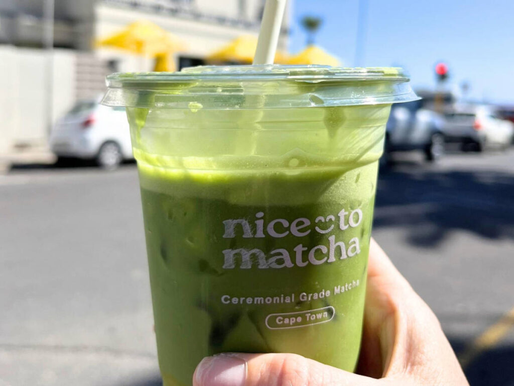 Closeup look of a cup of matcha in Sea Point
