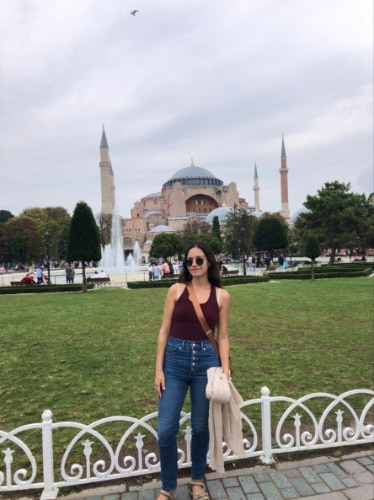 The author McKenna Mobley, posing in front of the famous Hagia Sophia