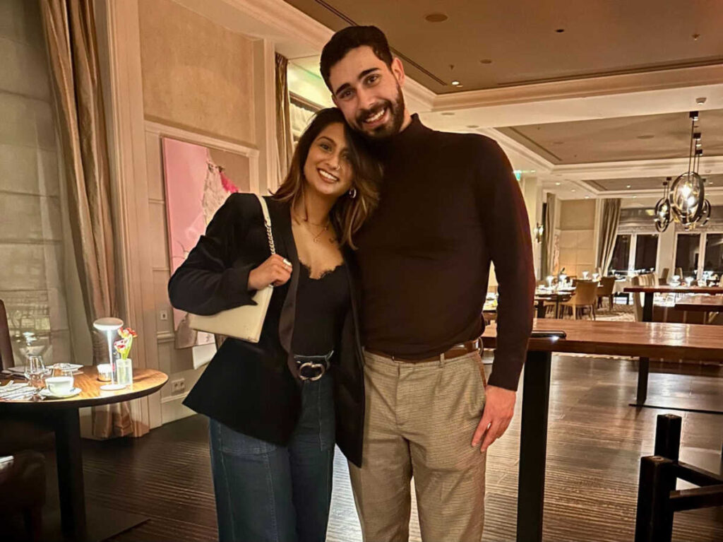 The author Meera Devotta and her partner at the Cotto Crudo restaurant