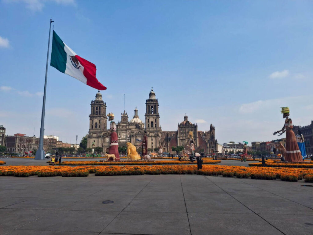 View of the Mega Ofrenda covering the Zócalo