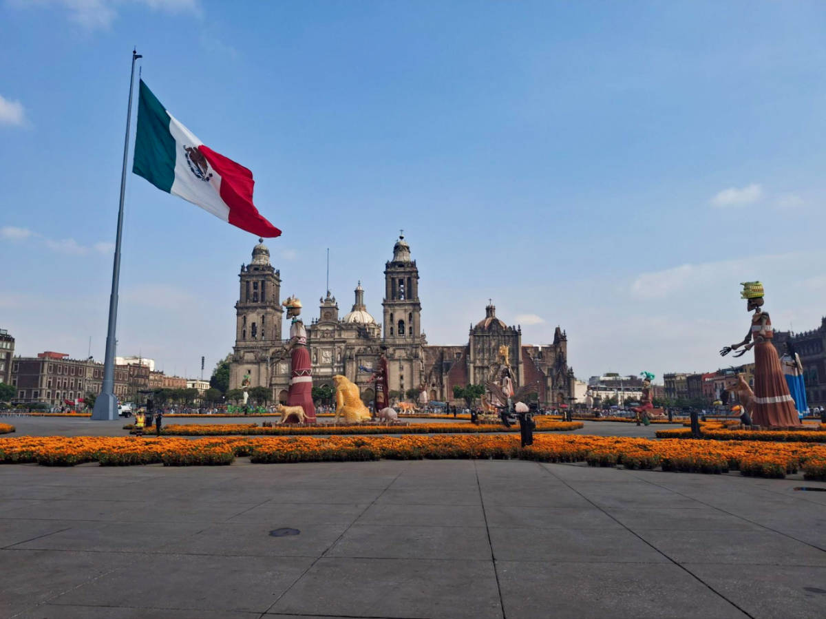 View of the Mega Ofrenda covering the Zócalo