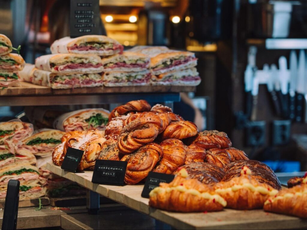 Kanelbullar on display at Melqvist Café in Vasastan