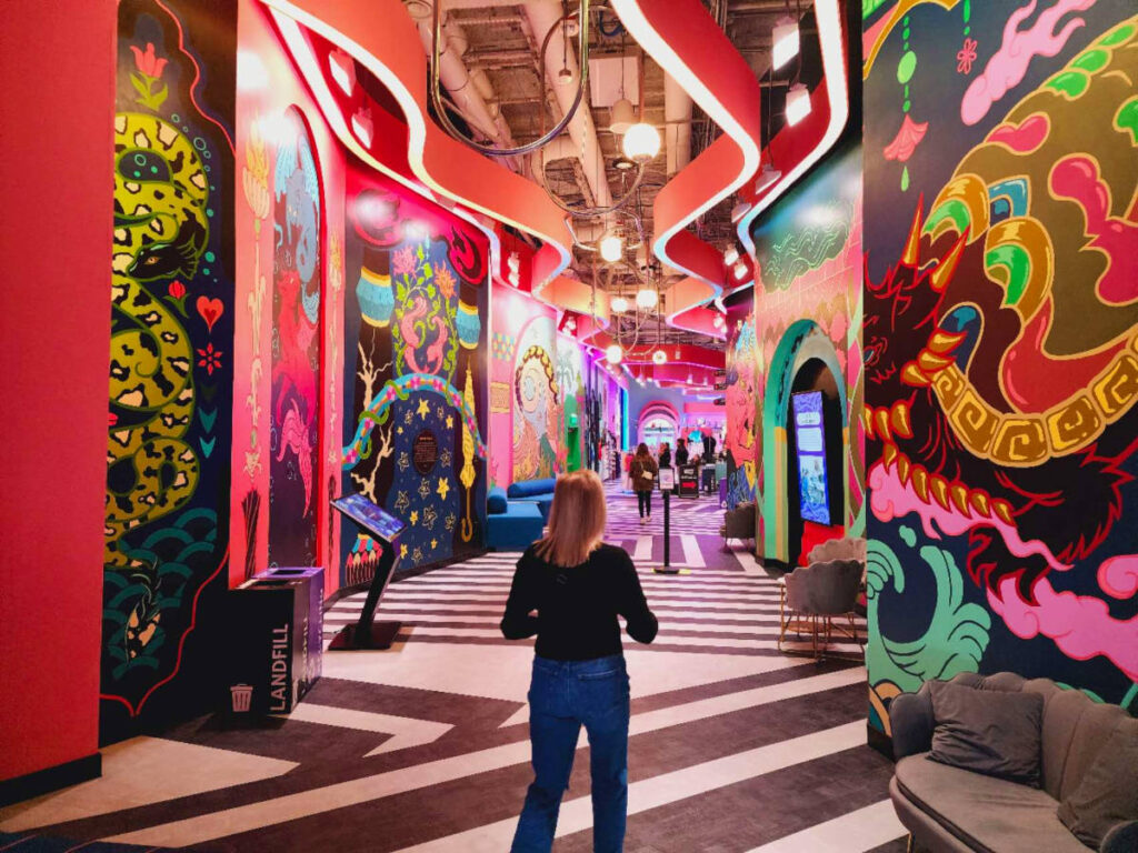 Colorful entrance view at the Meow Wolf, Dallas