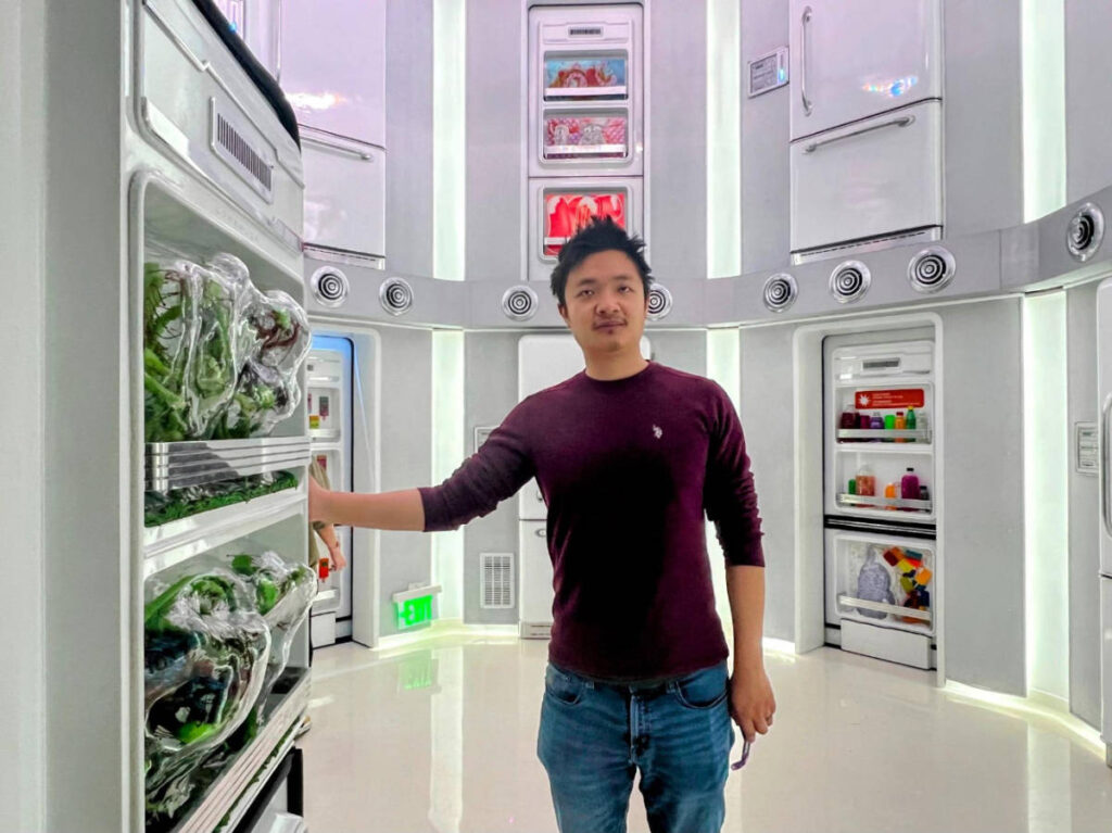 The author's husband at the Meow Wolf - Grapevine