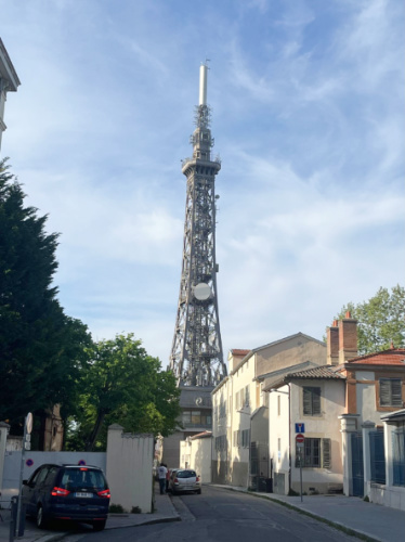 View of the Metallic tower of Fourvière