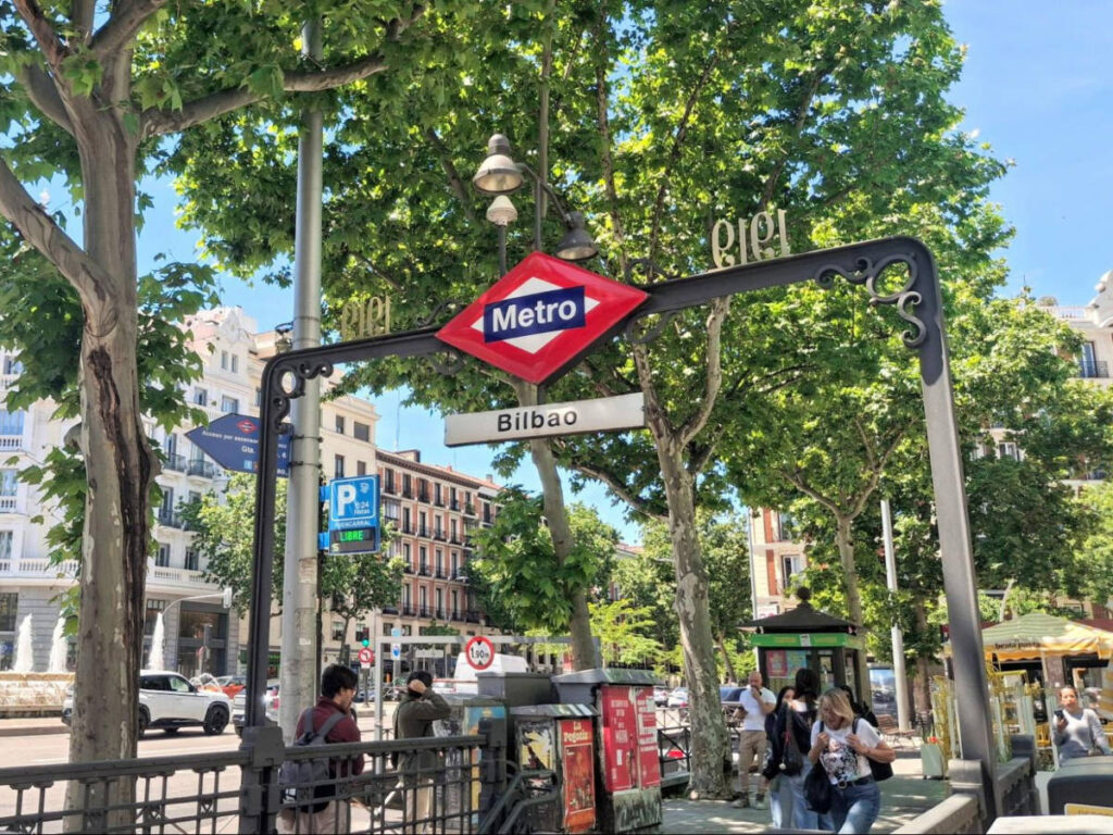 View of the entrance to Metro Bilbao