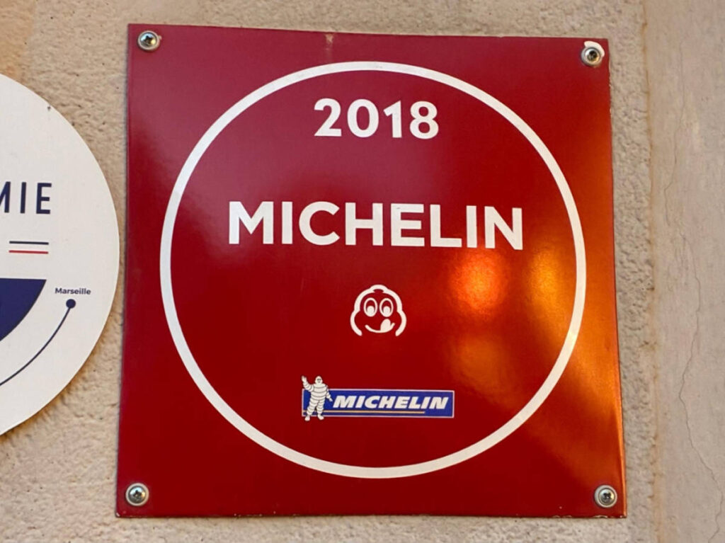 A Michelin signage displayed on a restaurant