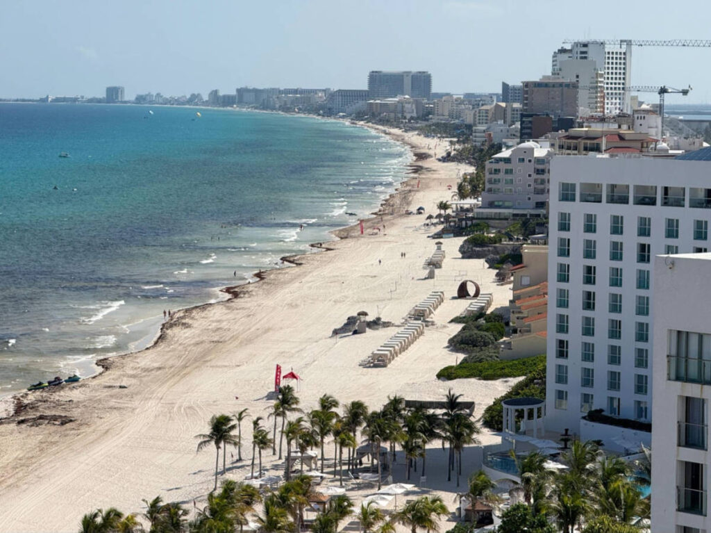 Aerial view of the waterfront hotel zone