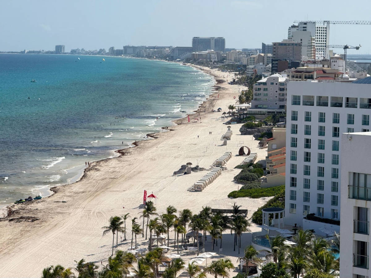 Aerial view of the waterfront hotel zone