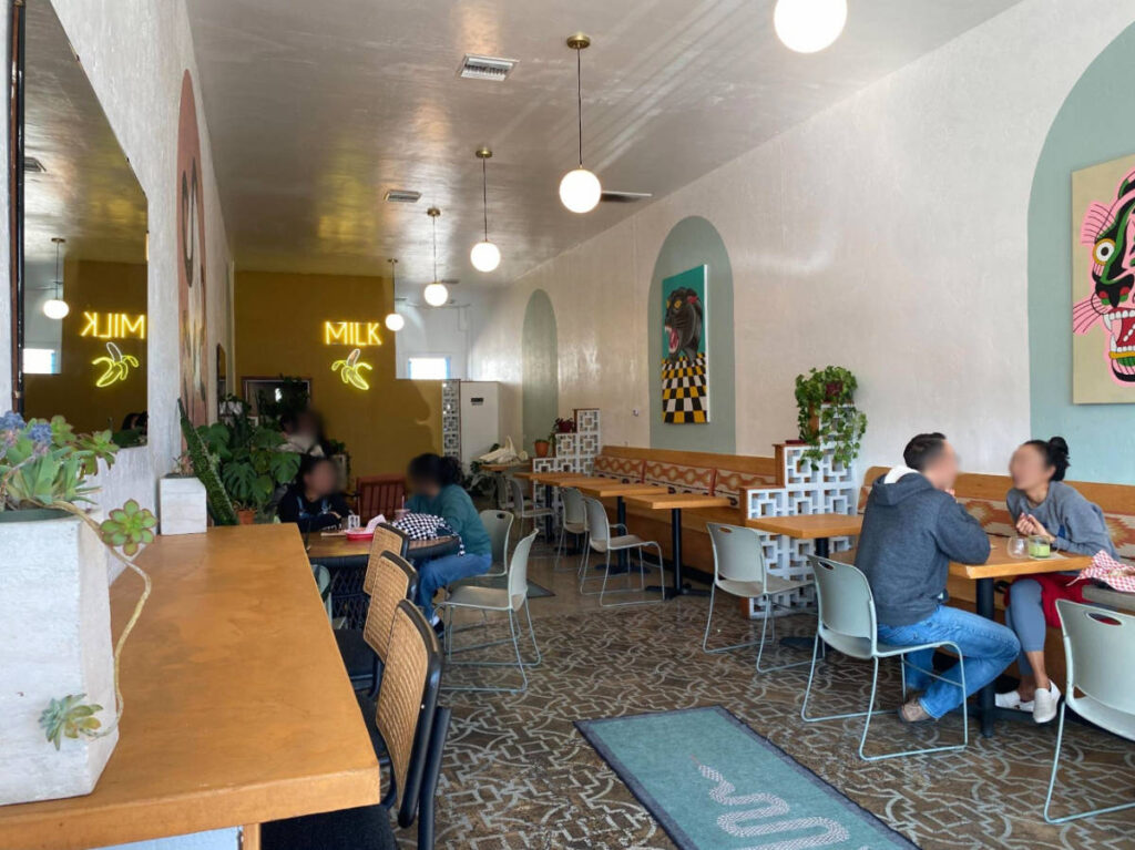View of people inside the Milk Organics