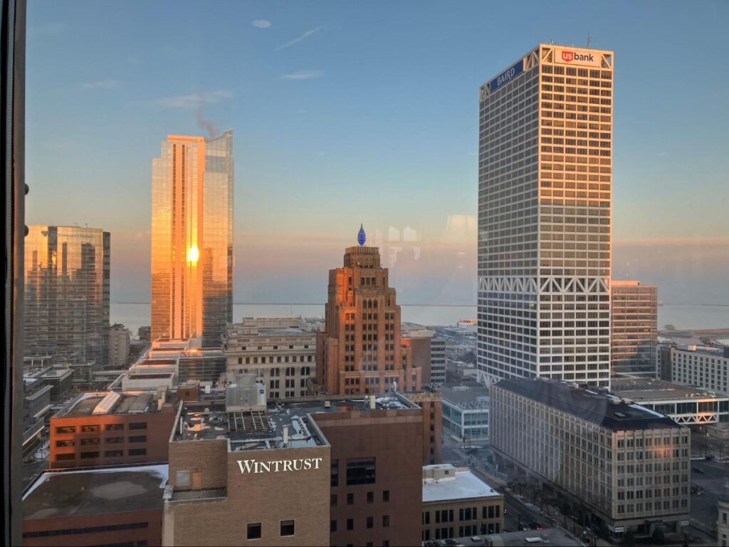View of the Milwaukee skyline looking toward Lake Michigan