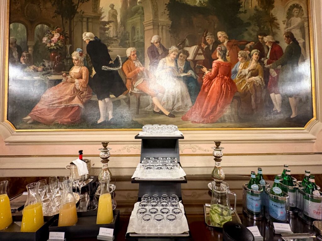 Mimosa bar and juices during breakfast at Baglioni Hotel Luna