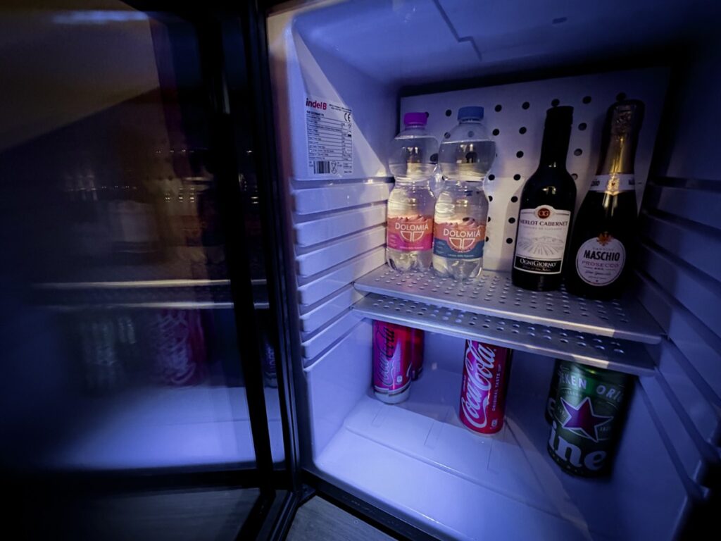 View inside the Mini fridge at Palazzo Priuli