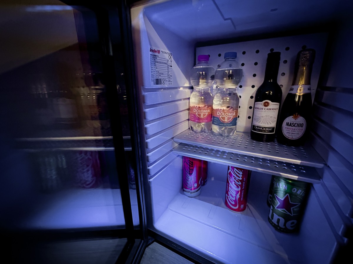 View inside the Mini fridge at Palazzo Priuli