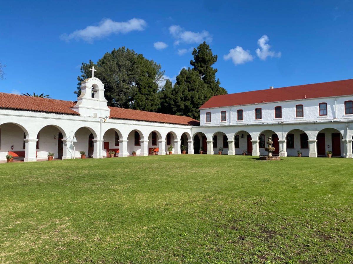 View of the archways of Mission San Luis Rey