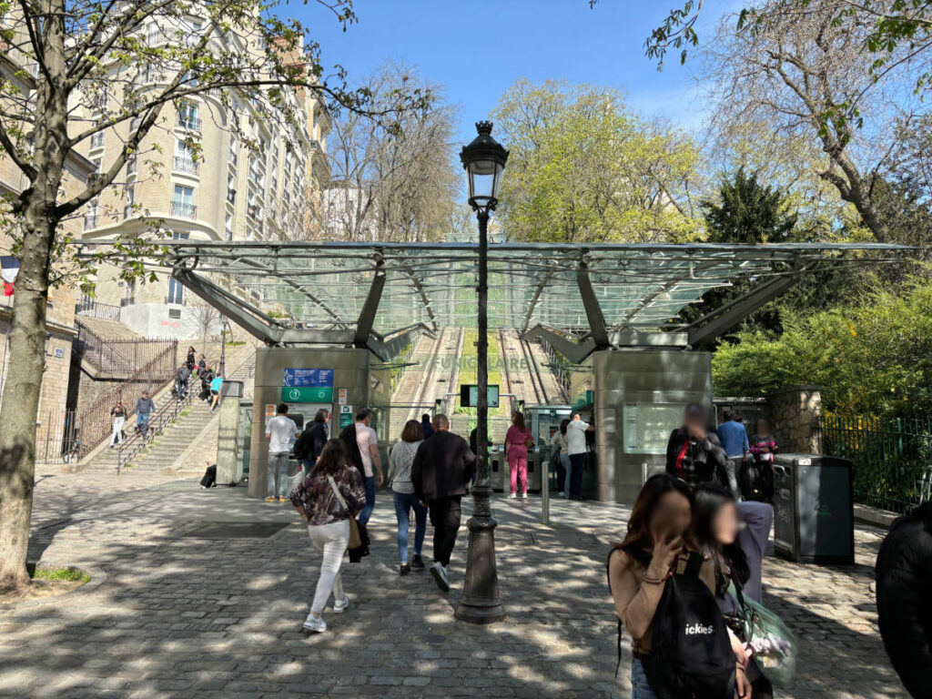 View of people at the Montmartre Funicular