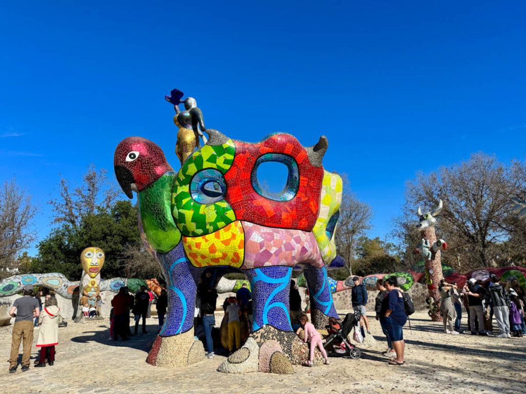 View of the main mosaic statue in the center of Queen Calafia’s Magical Circle