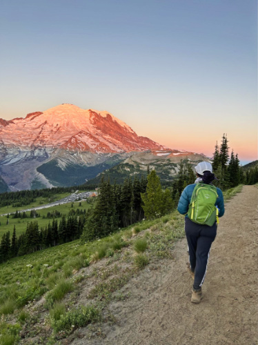 Travel Lemming editor, Chelsea Booker during her hike in Mount Rainier
