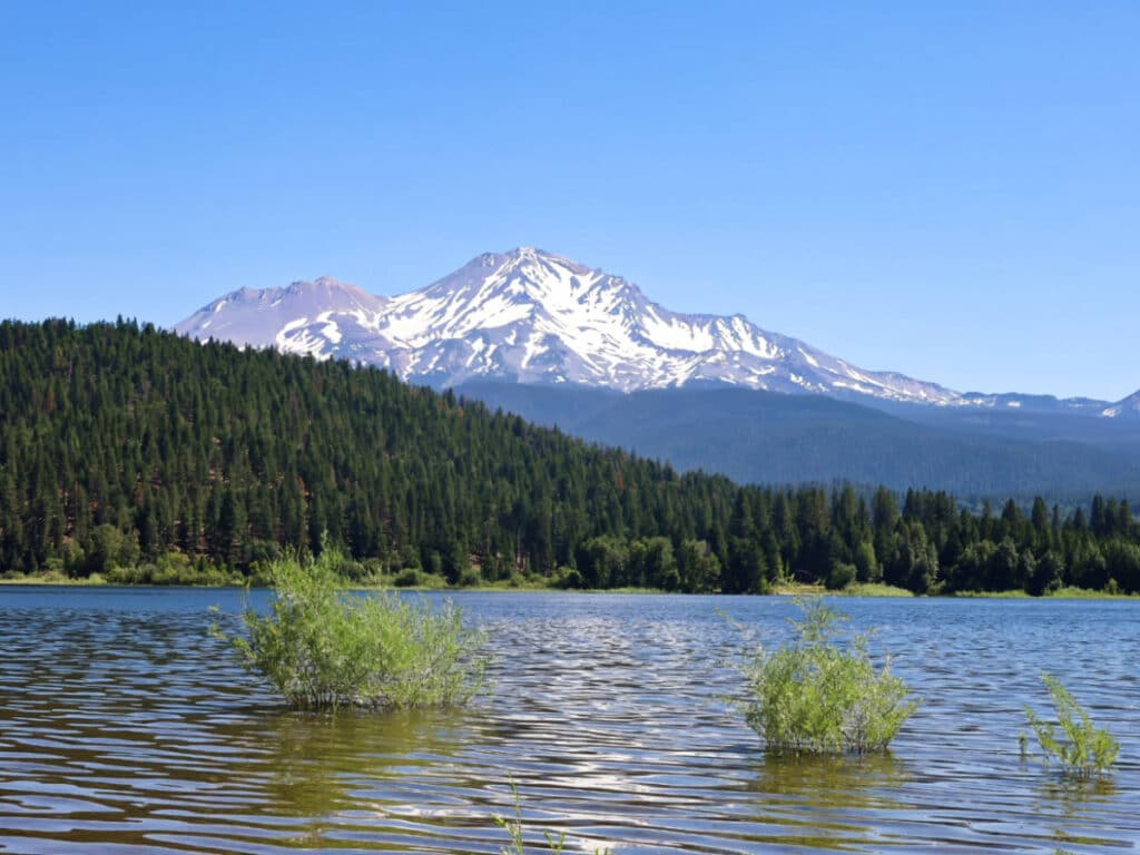 View of the Mount Shasta from the Lake Siskiyou