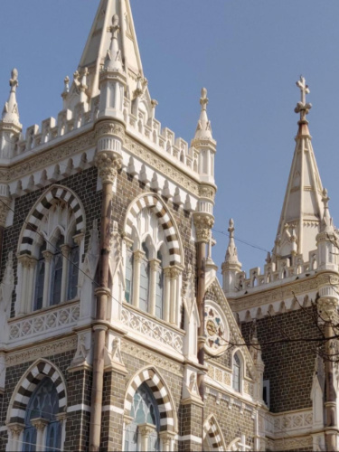 View of the intricate exterior of the Mount St. Mary Church