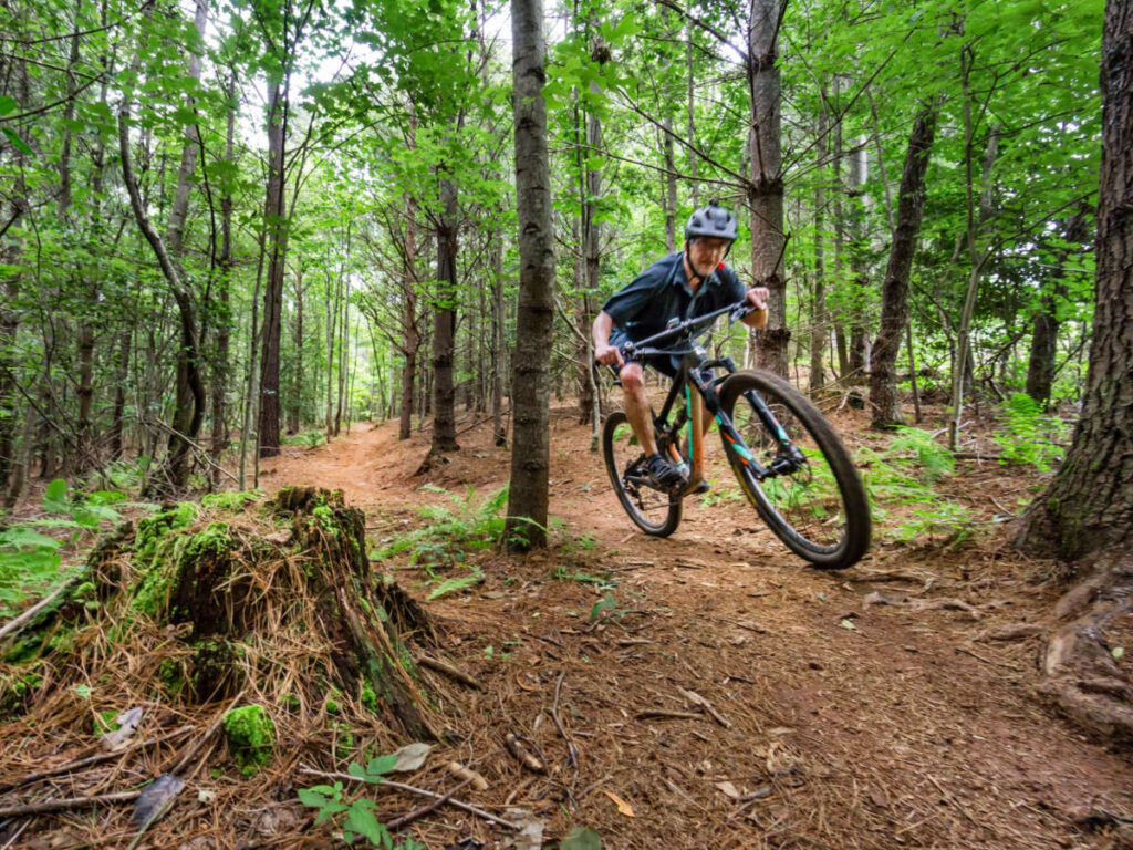 A mountain biker enjoying his day in Brevard