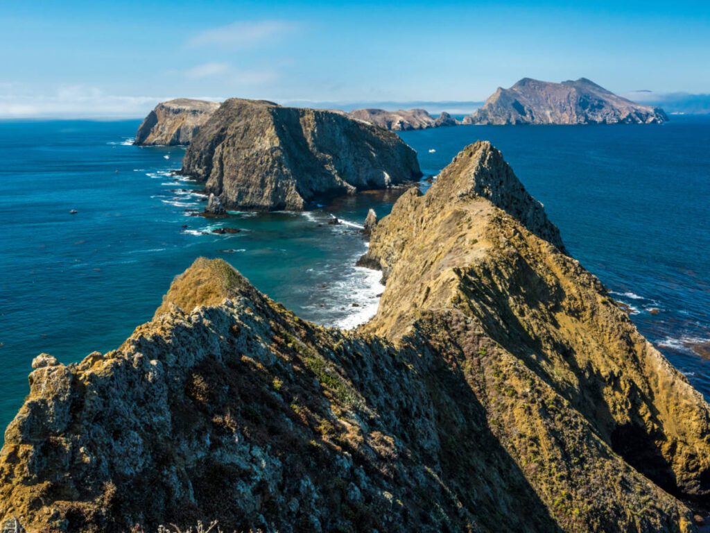 Aerial view of the mountain ridges on Channel Islands