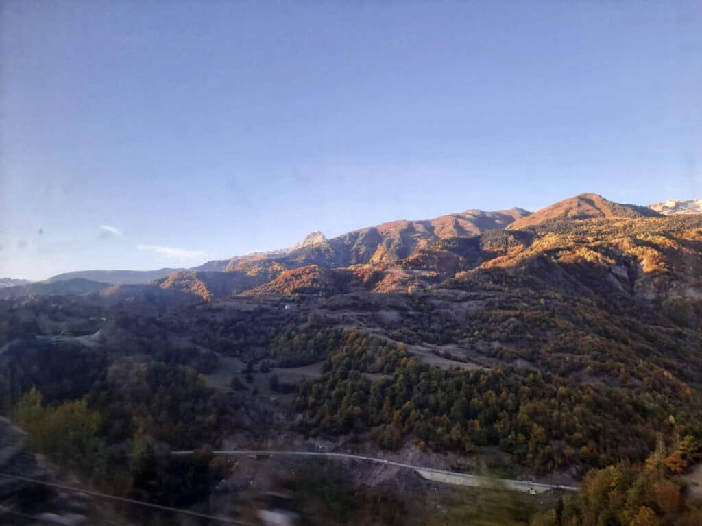 Aerial view of a mountain road in Svaneti