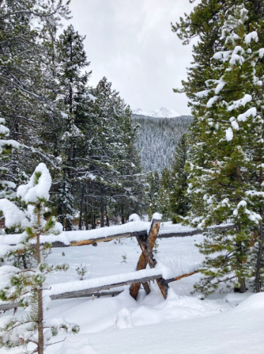 View of a snowy mountain in East Keystone