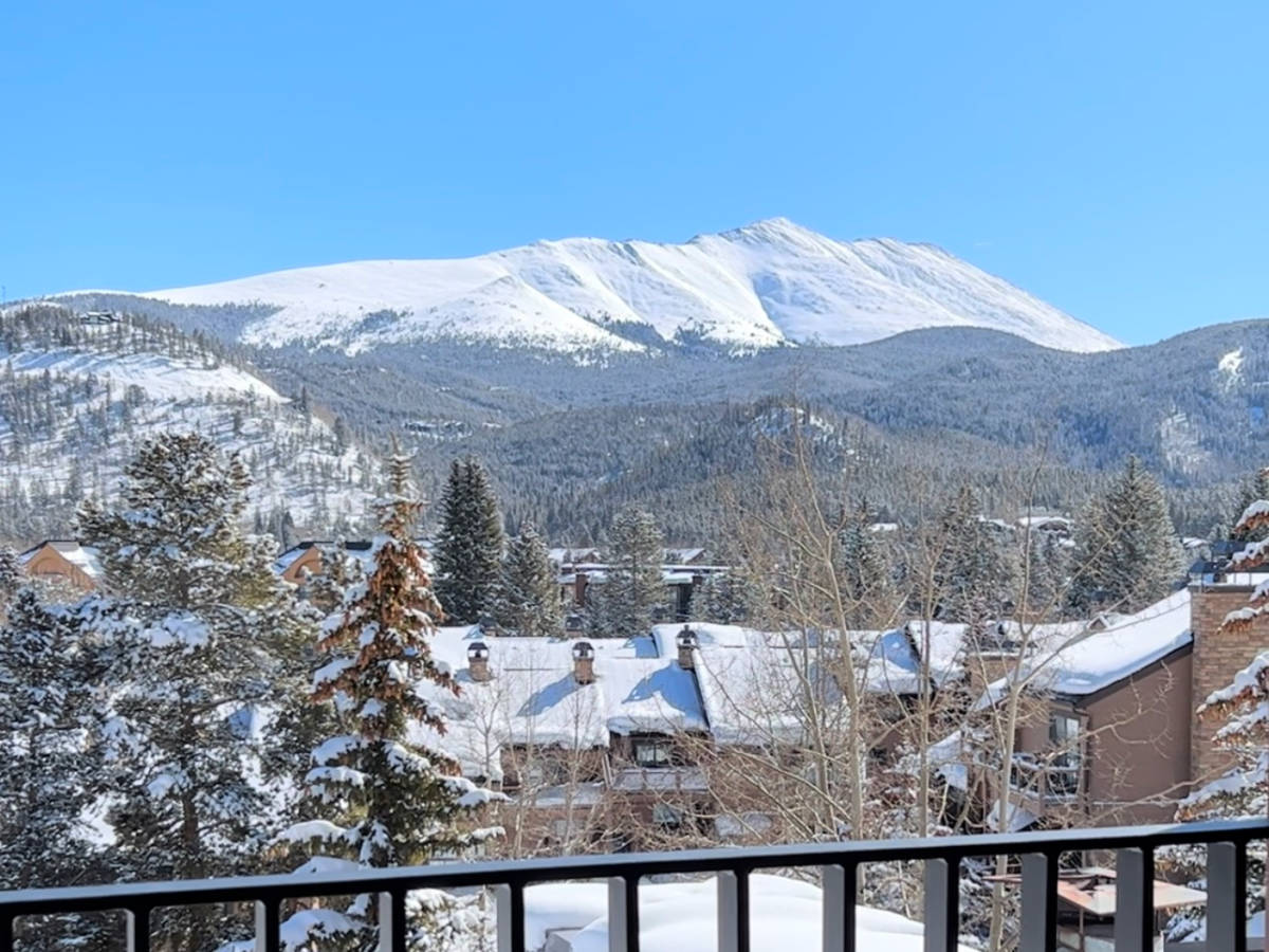 Scenic snowy mountain views from the balcony of Hotel Alpenrock