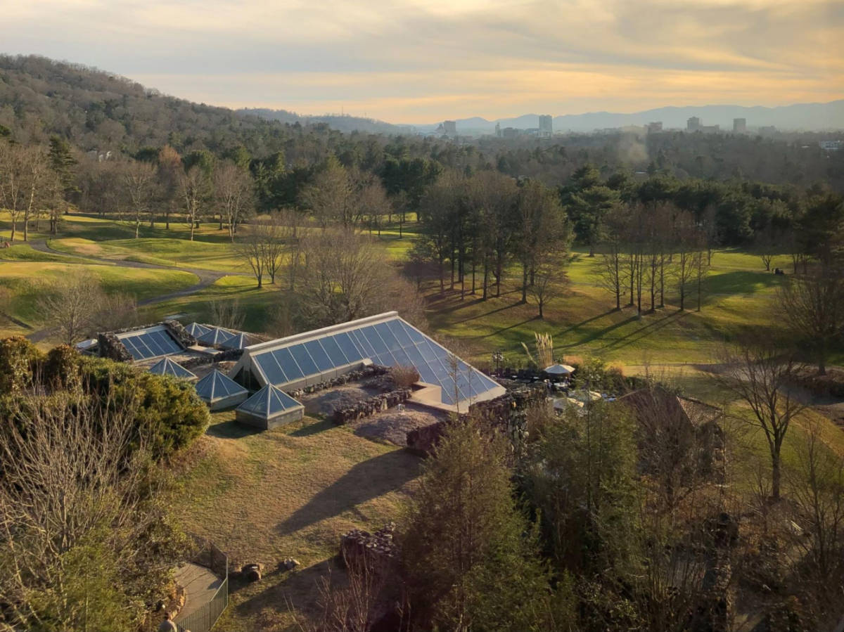 Panoramic mountain views from the back deck at the Omni Grove Park Inn