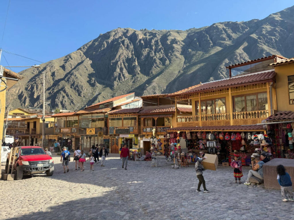 Scenic mountain views behind the town of Ollantaytambo