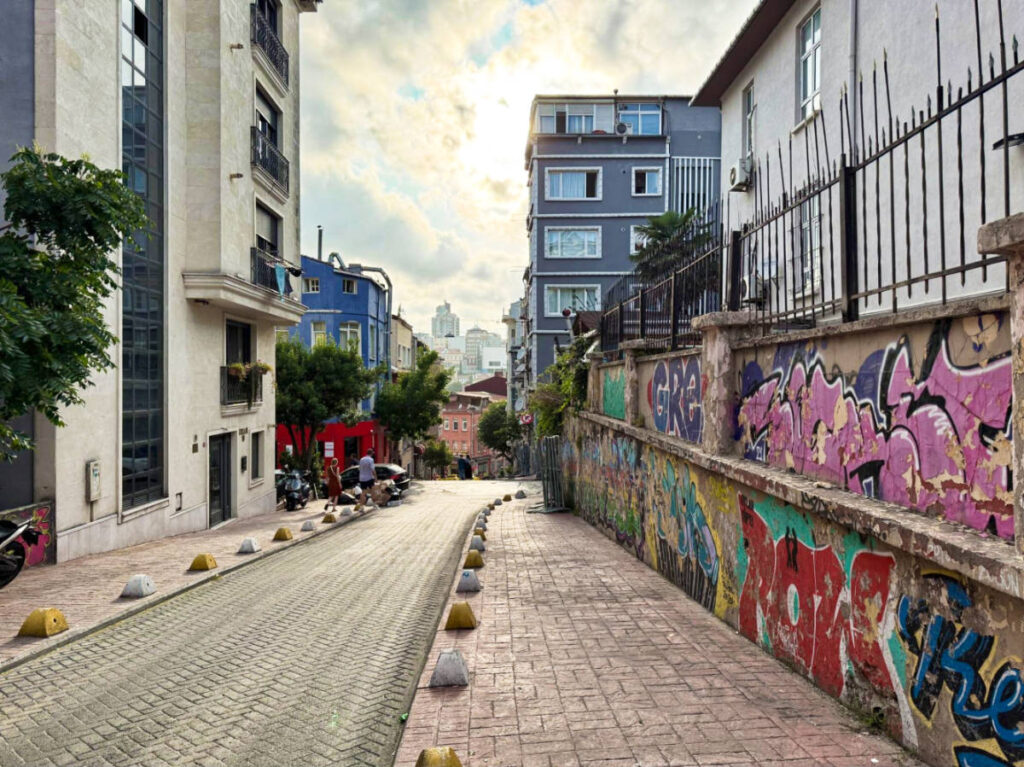 View of the colorful street art in Beyoğlu