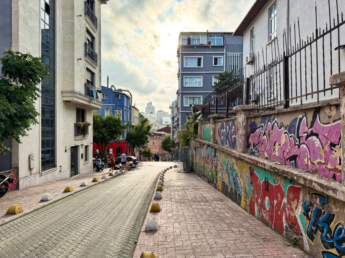 View of the colorful street art in Beyoğlu