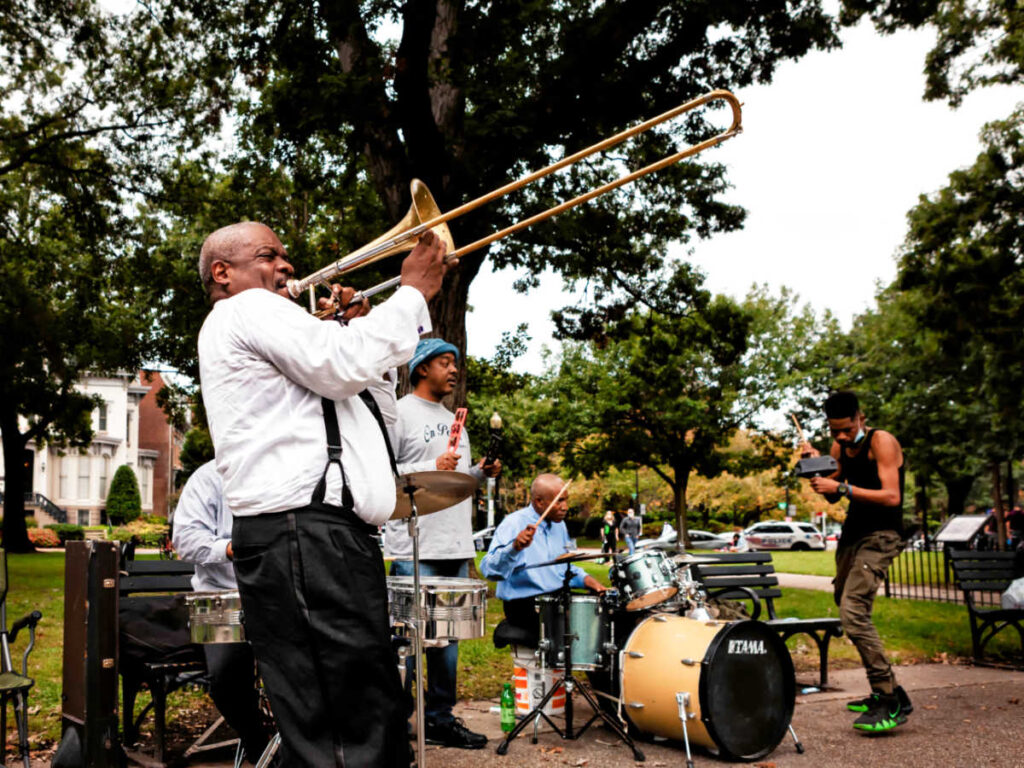 View of the musicians performing at the DC Park