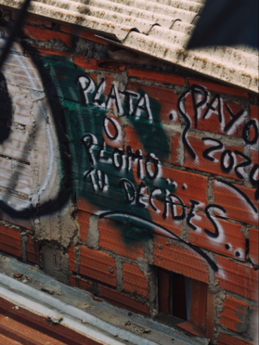 View of the Narcos graffiti in Comuna 13