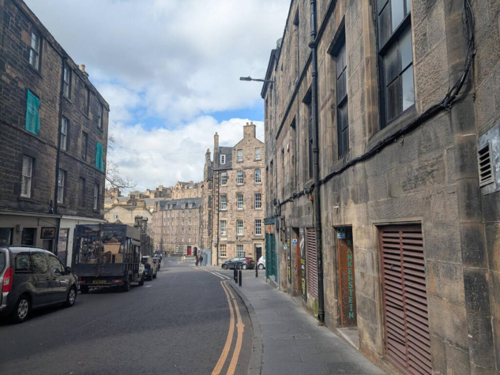 View of a narrow road in Edinburgh