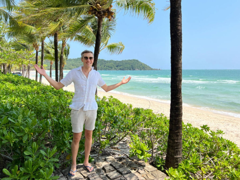 The author, Nate Hake smiling for a photo in JW Marriott Phu Quoc