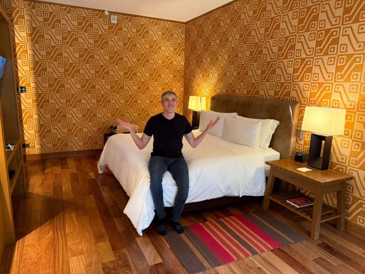 Our bedroom was huge (the bed was massive but looks small because of the high ceilings!)